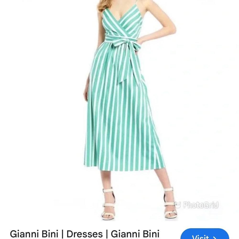 Gianni Bini Green Striped Midi Dress